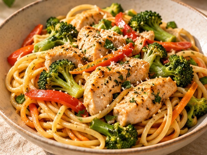 Ficha visual de Pasta con pollo